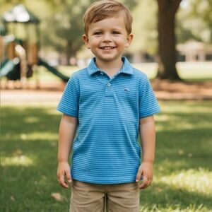 Vineyard Vines Performance Blue Stripe Polo Shirt in S (8-10)